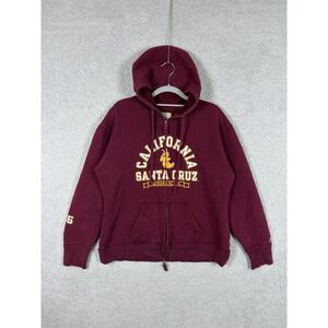 Vintage UC Santa Cruz Banana Slugs Maroon Full Zip Hoodie Women's Size XL Y2K